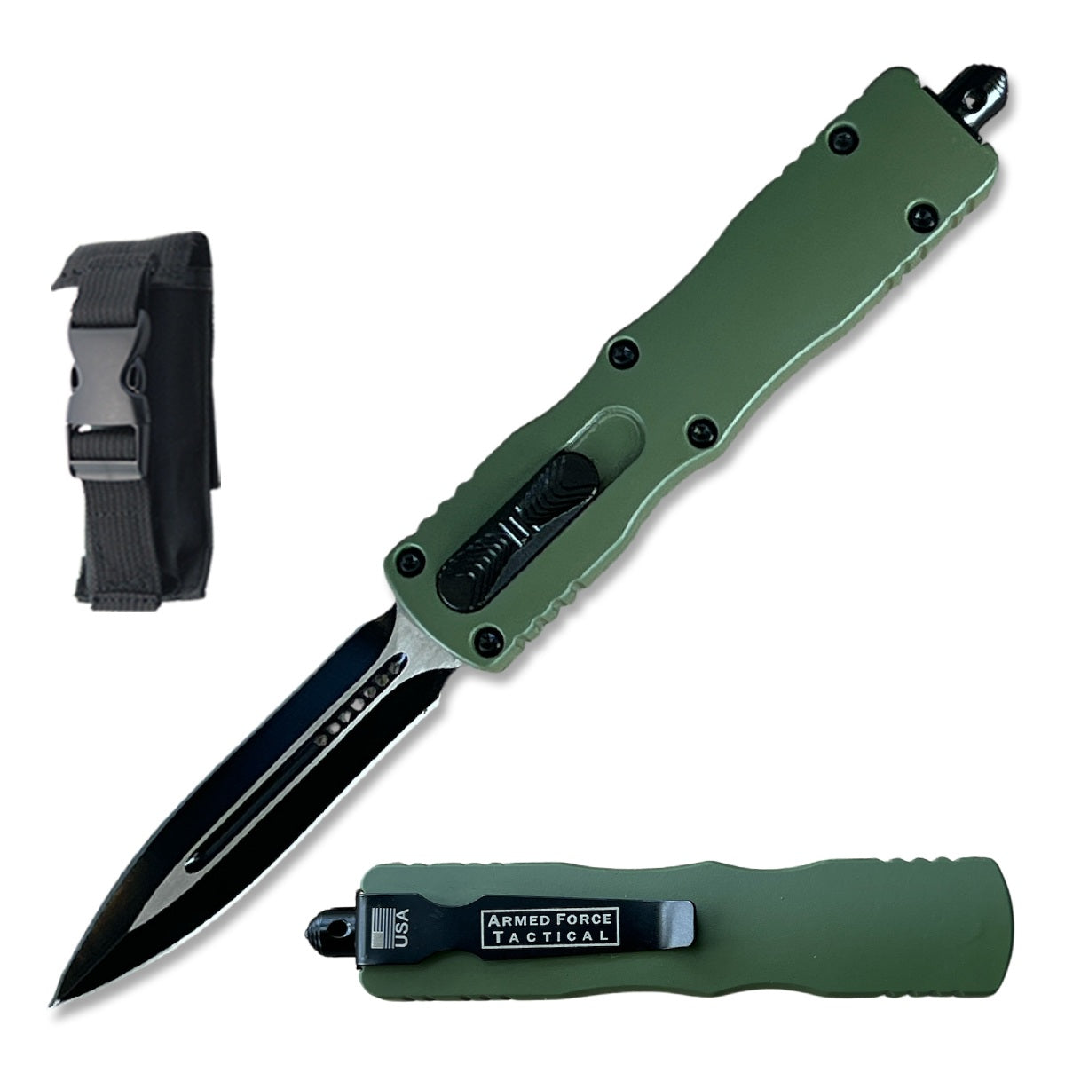 7.5" Green Death Stalker Automatic Dual Action Out The Front Knife - TOPHATTER'S ARMORY DEALS Collectible Weapons - Tophatter Daily Deals