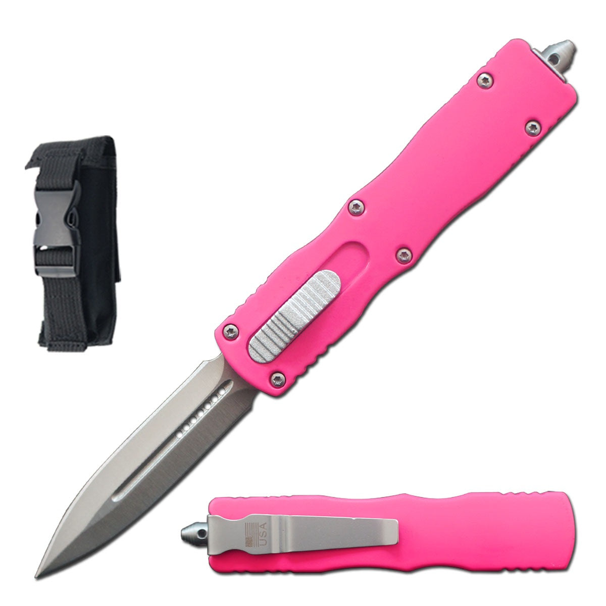 7.5" Pink Death Stalker Automatic Dual Action Out The Front Knife Collectible Weapons - Tophatter Daily Deals