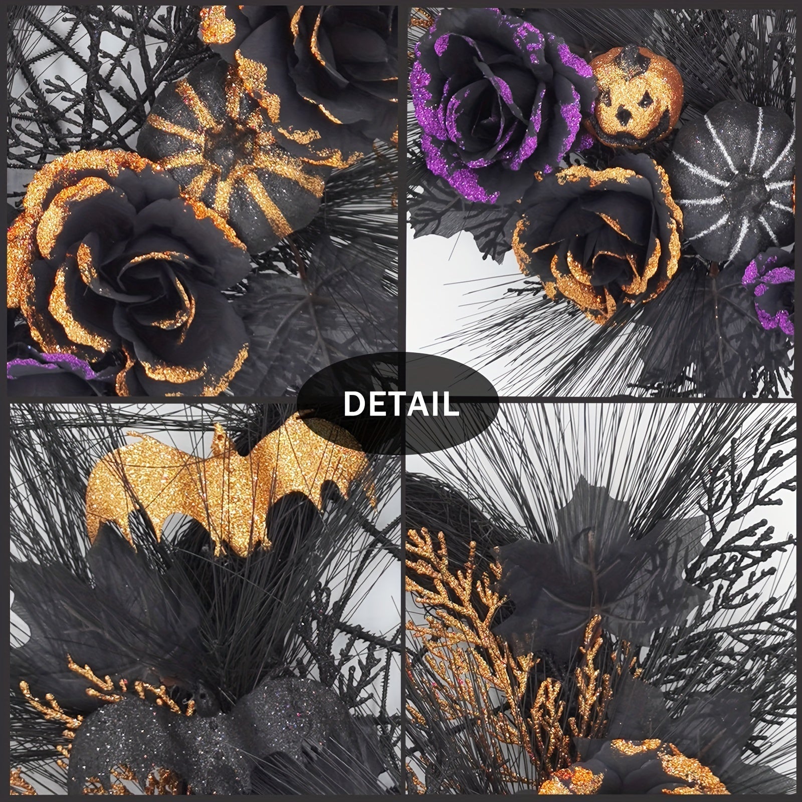 Halloween Wreath Spider Web Pumpkin Flowers Front Door Halloween - Tophatter Daily Deals
