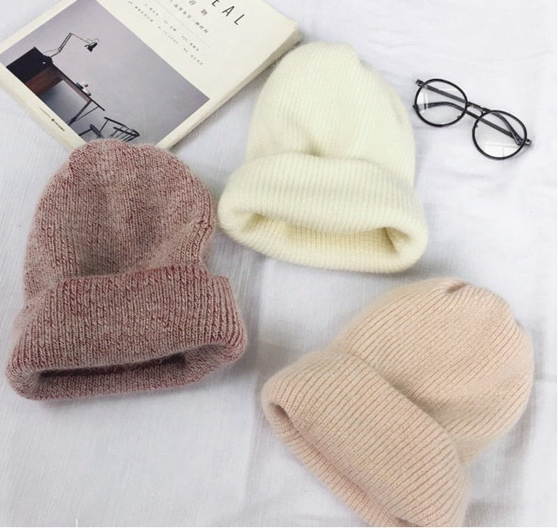 Autumn Winter Rabbit Hair Winter Skullies Hat 0 - Tophatter Daily Deals