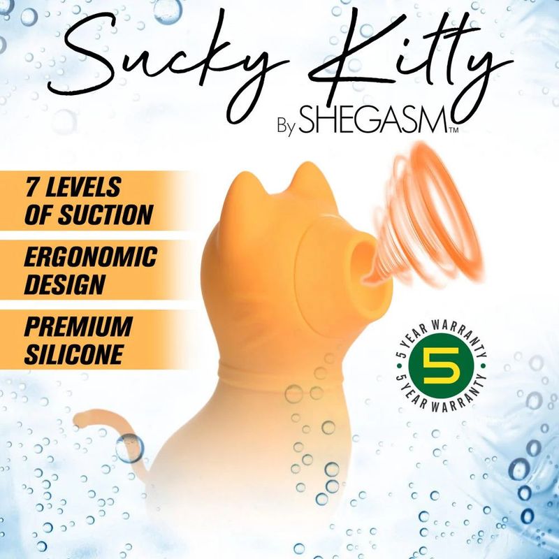 Sucky Kitty Clitoral Stimulator (Orange) – Premium Silicone 7-Level Suction Vibrator > Sex Toys For Ladies > Clitoral Vibrators and Stimulators - Tophatter Daily Deals