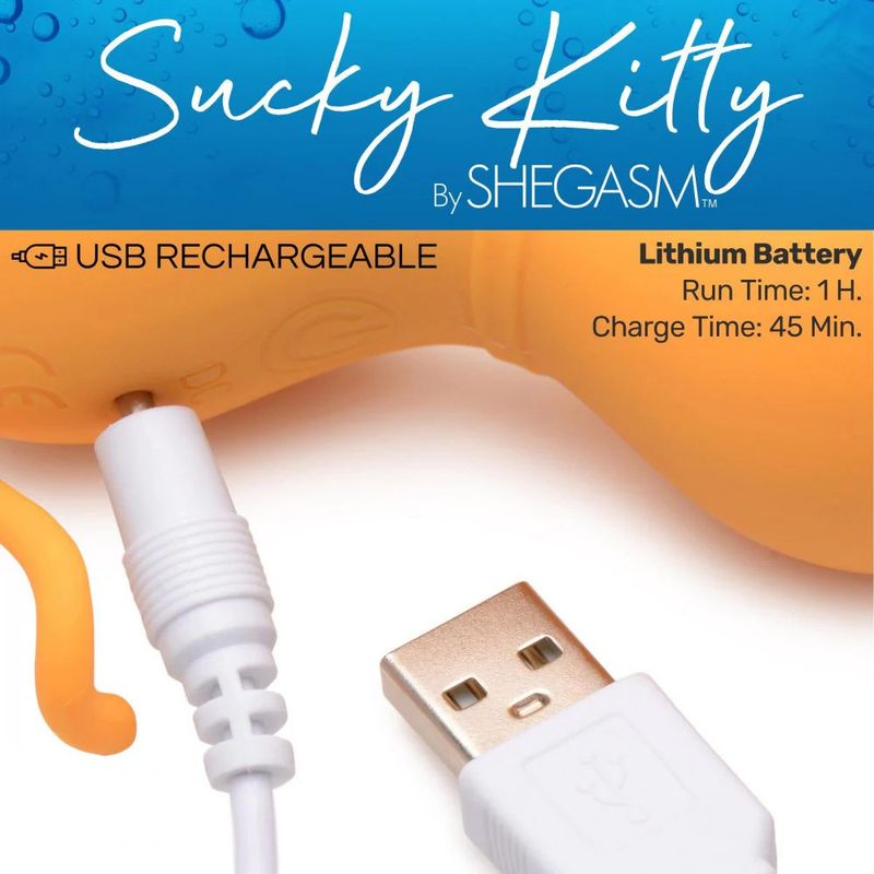 Sucky Kitty Clitoral Stimulator (Orange) – Premium Silicone 7-Level Suction Vibrator > Sex Toys For Ladies > Clitoral Vibrators and Stimulators - Tophatter Daily Deals