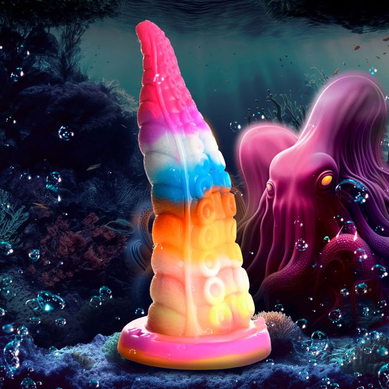 Luminoctopus Glow in the Dark 7.2 Inch Tentacle Dildo – Rainbow-Sherbert Colors Dildo > Dildos > Fantasy - Tophatter Daily Deals