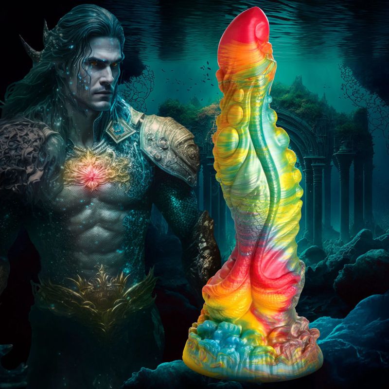 Majestic Merman 10 Inch Silicone Dildo (Iridescent Rainbow) – Extra Long Silicone Dildo with S-Shaped Curve > Dildos > Fantasy - Tophatter Daily Deals