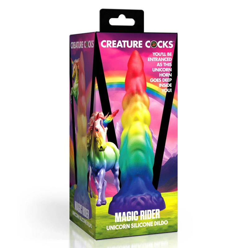 Magic Rider Unicorn 6.8 Inch Silicone Dildo (Iridescent Rainbow) – with Suction Base and Tapered Tip > Dildos > Fantasy - Tophatter Daily Deals