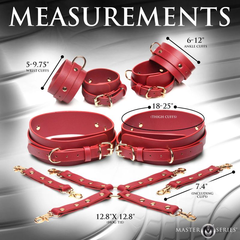 Crimson Captive Thigh, Wrist, and Ankle Hog Tie Restraints – Vegan Leather Restraint Set > Bondage Gear > Restraints - Tophatter Daily Deals