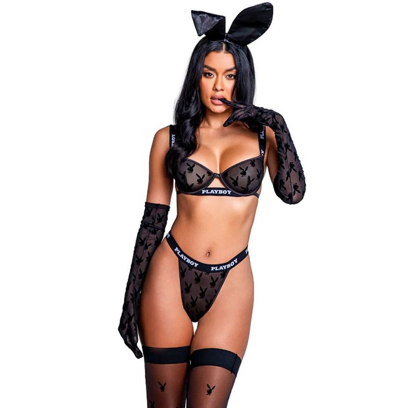 Playboy Noir (Black) – Two-Piece Luxury Lingerie Set > Clothes > Lingerie Sets - Tophatter Daily Deals