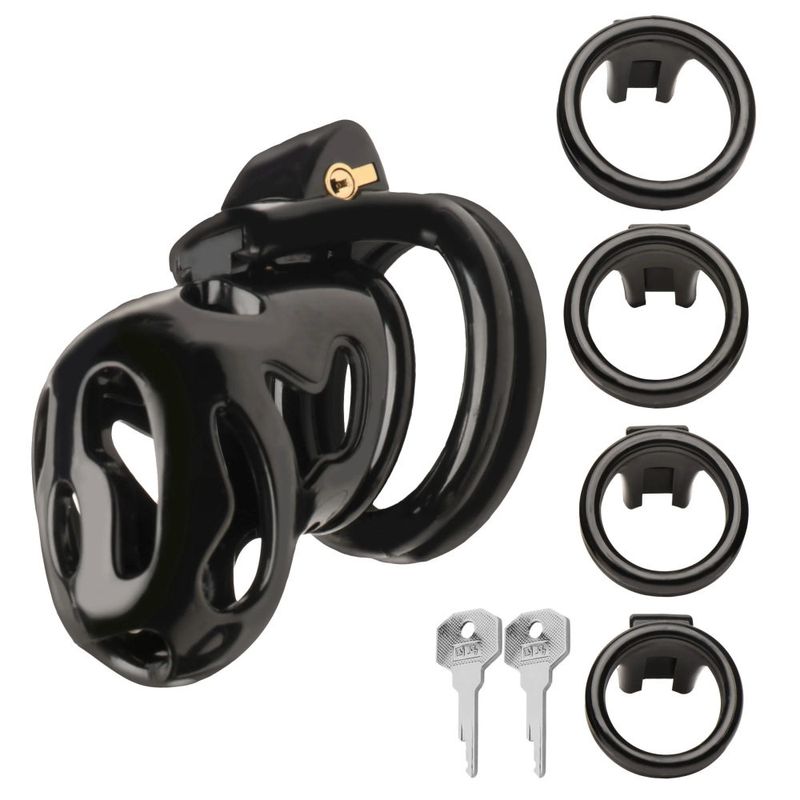 Hard Stop Double Ring Chastity Cage Black > Bondage Gear > Male Chastity - Tophatter Daily Deals