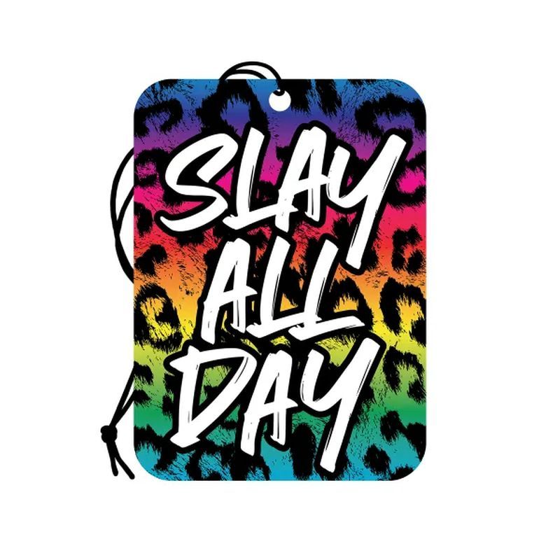 Slay All Day Leopard Print Wild Cherry Scent Air Freshener – High-Quality Cardboard Air Freshener > Novelties > Gag Gifts - Tophatter Daily Deals