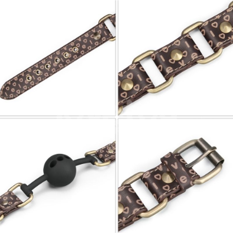 Rebellion Reign Ball Gag – Luxury Faux Leather Ball Gag with Antique Bronze Spikes > Bondage Gear > Gags and Bits - Tophatter Daily Deals