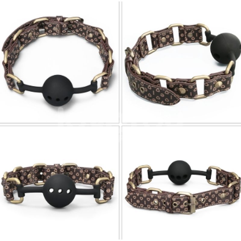 Rebellion Reign Ball Gag – Luxury Faux Leather Ball Gag with Antique Bronze Spikes > Bondage Gear > Gags and Bits - Tophatter Daily Deals