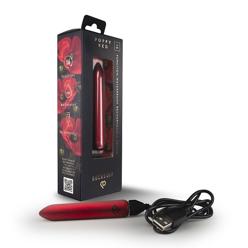 Poppy Red Rechargeable Bullet Vibrator – Sleek Compact Rechargeable Vibrator > Vibrators > Mini Vibrators - Tophatter Daily Deals