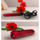 Poppy Red Rechargeable Bullet Vibrator – Sleek Compact Rechargeable Vibrator > Vibrators > Mini Vibrators - Tophatter Daily Deals