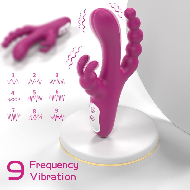 Joker Triple Ecstasy (Pink) – Luxury 8.5 Inch Silicone Triple Stimulation Vibrator with 9 Vibration Modes > Vibrators > Ladies > Rabbit Multi - Tophatter Daily Deals