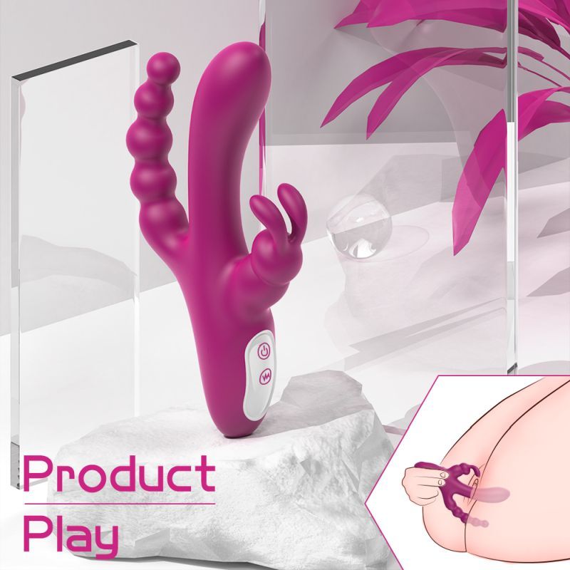 Joker Triple Ecstasy (Pink) – Luxury 8.5 Inch Silicone Triple Stimulation Vibrator with 9 Vibration Modes > Vibrators > Ladies > Rabbit Multi - Tophatter Daily Deals