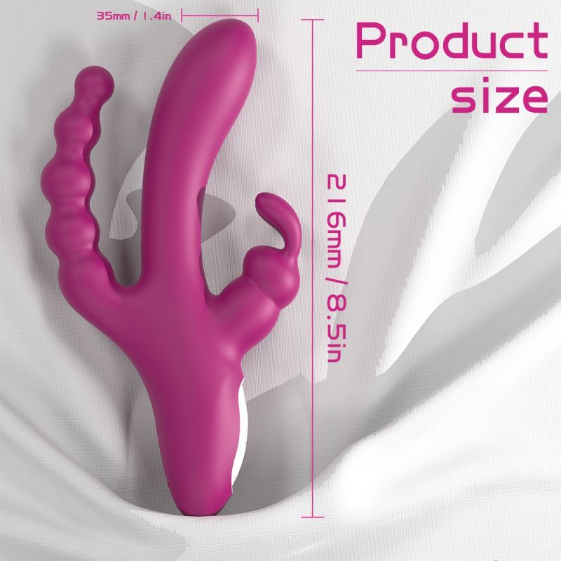 Joker Triple Ecstasy (Pink) – Luxury 8.5 Inch Silicone Triple Stimulation Vibrator with 9 Vibration Modes > Vibrators > Ladies > Rabbit Multi - Tophatter Daily Deals