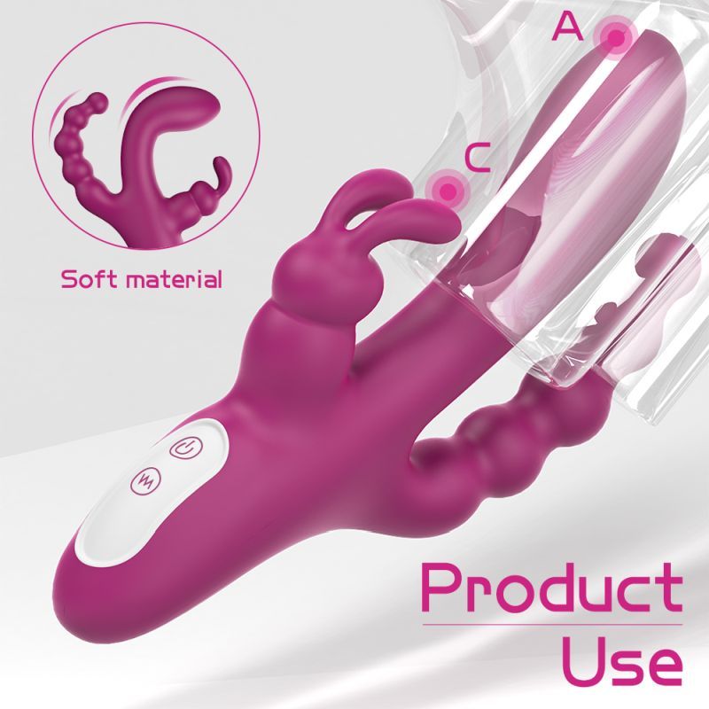 Joker Triple Ecstasy (Pink) – Luxury 8.5 Inch Silicone Triple Stimulation Vibrator with 9 Vibration Modes > Vibrators > Ladies > Rabbit Multi - Tophatter Daily Deals