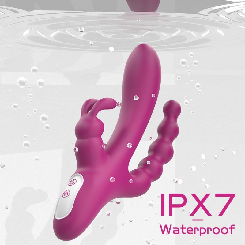 Joker Triple Ecstasy (Pink) – Luxury 8.5 Inch Silicone Triple Stimulation Vibrator with 9 Vibration Modes > Vibrators > Ladies > Rabbit Multi - Tophatter Daily Deals