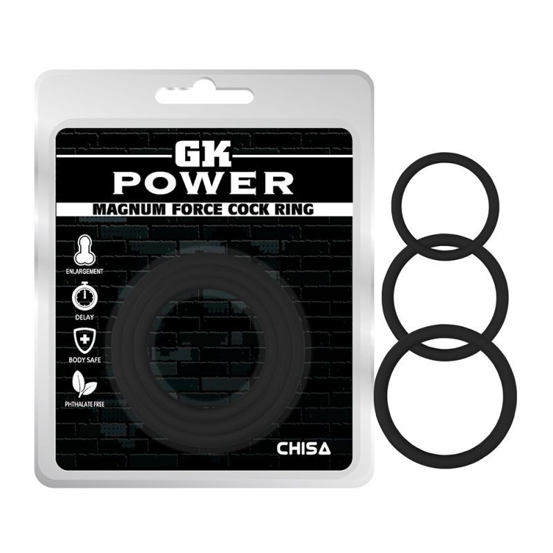 Magnum Force (Black) – Silicone Cock Ring Set with Three Sizes > Cock Ring > Sets - Tophatter Daily Deals