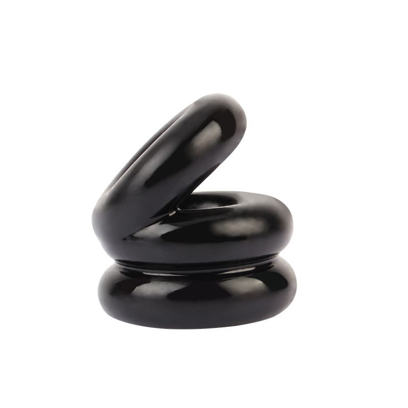 Stacked Dual Pleasure Ring (Black) – Double Loop Cock Ring > Cock Ring > Sling - Tophatter Daily Deals