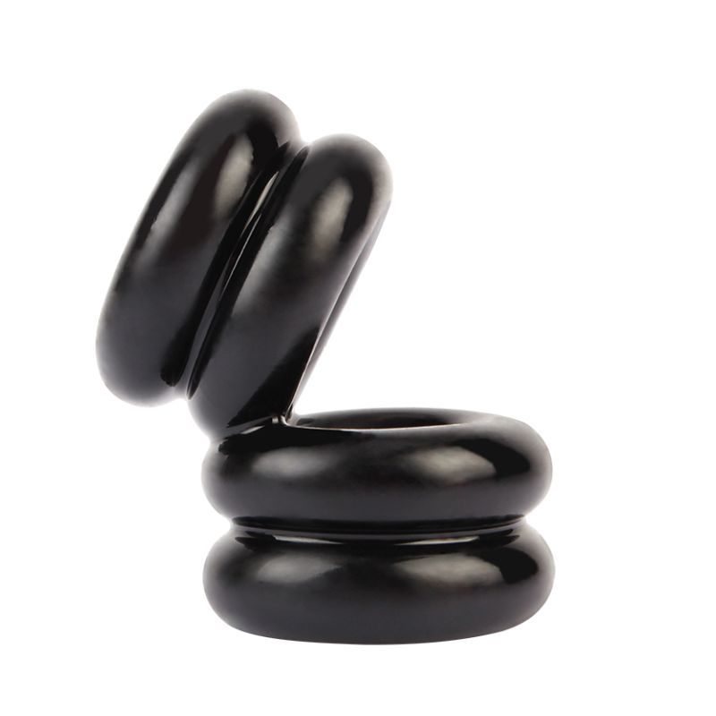 Double Stacked Dual Pleasure Ring (Black) – Stamina Enhancing Ring > Cock Ring > Sling - Tophatter Daily Deals