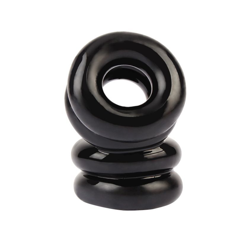 Double Stacked Dual Pleasure Ring (Black) – Stamina Enhancing Ring > Cock Ring > Sling - Tophatter Daily Deals