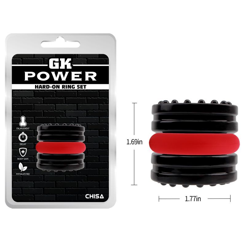 Hard On Ring Set (Black and Red) – Stretchable 4.5 cm Diameter Ring Set > Cock Ring > Sets - Tophatter Daily Deals