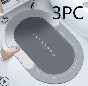 Bathroom Absorbent And Quick-drying Floor Mat Light Grey 3PCS 0 - Tophatter Daily Deals