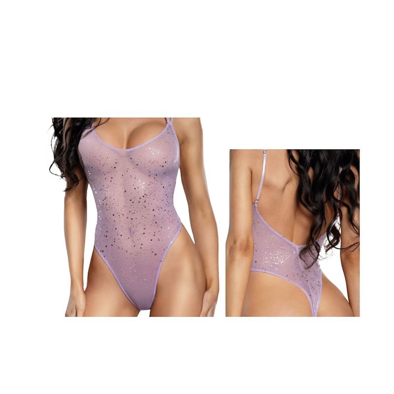 DreamGirl Ombre Glitter Mesh Teddy (Lilac) – Glitter Mesh Lingerie > Clothes > Teddies - Tophatter Daily Deals