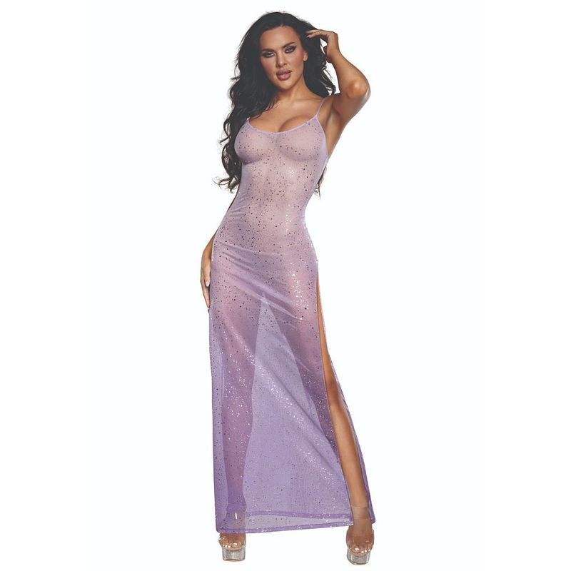DreamGirl Ombre Glitter Mesh Gown Lilac – Luxury Mesh Lingerie Gown > Clothes > Dresses and Chemises - Tophatter Daily Deals