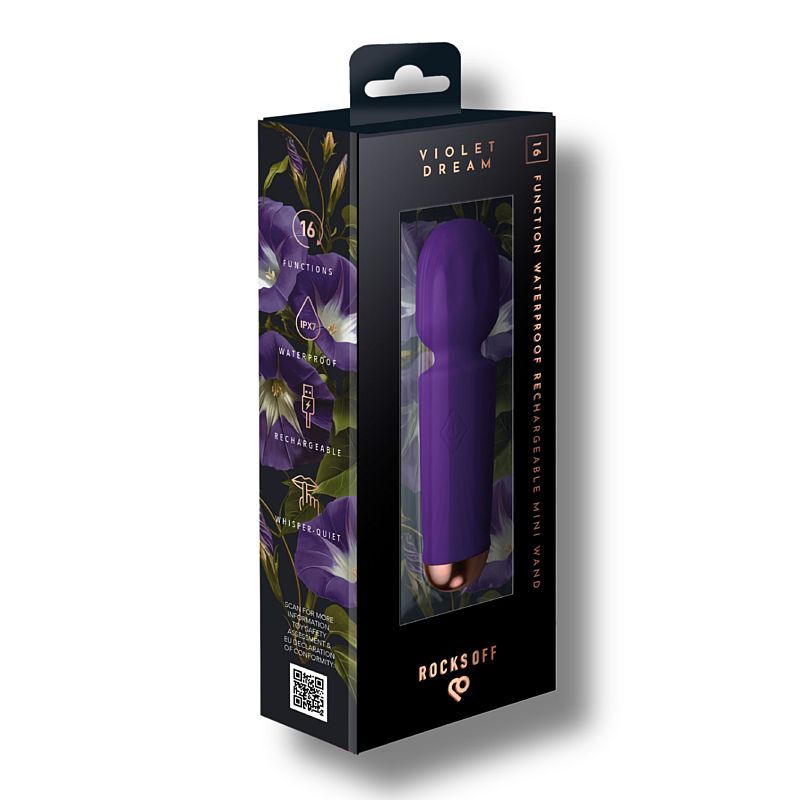 Violet Dream (Purple) – Waterproof Rechargeable 16-Mode Silicone Mini Wand Vibrator > Sex Toys > Mini Massagers - Tophatter Daily Deals
