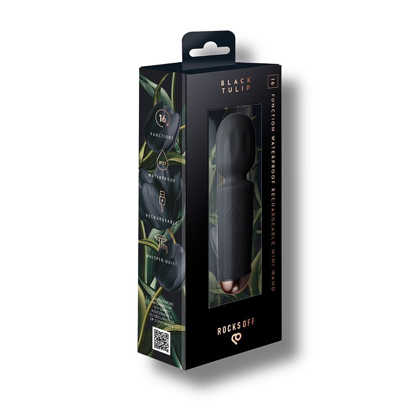 Black Tulip Rechargeable Mini Wand (Black) – Waterproof Silicone Wand with 16 Modes > Sex Toys > Mini Massagers - Tophatter Daily Deals