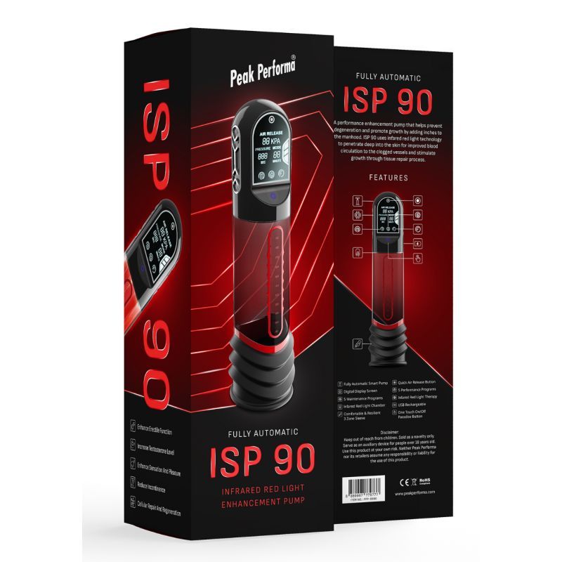 Peak Performance Curve Infrared Automatic Penis Pump (Red) – LCD Display > Pumps > Penis Pumps Electric - Tophatter Daily Deals