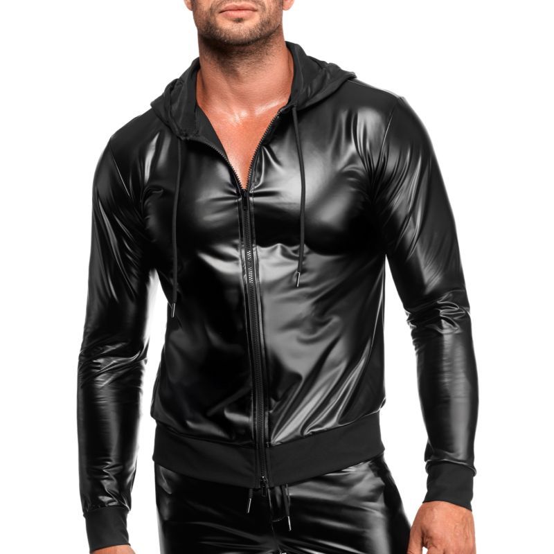 Vexen Hooded Jacket – Sleek High-Gloss Powerwetlook Jacket > Clothes > Mens Latex - Tophatter Daily Deals