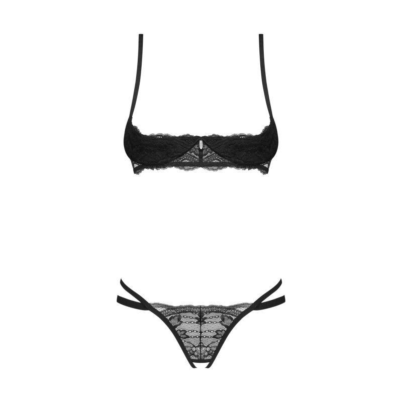 Nutris 2 Piece Crotchless Bra and Panty Set (Black Lace) – Lingerie > Clothes > Bra Sets - Tophatter Daily Deals