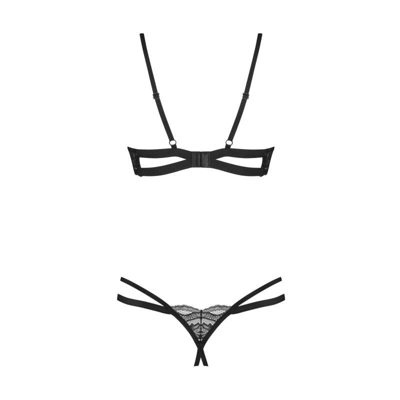 Nutris 2 Piece Crotchless Bra and Panty Set (Black Lace) – Lingerie > Clothes > Bra Sets - Tophatter Daily Deals
