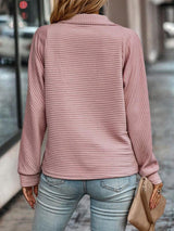 Soft Relaxed Womens Pullover - Ribbed Zip, Polyester, Casual - Tophatter Daily Deals