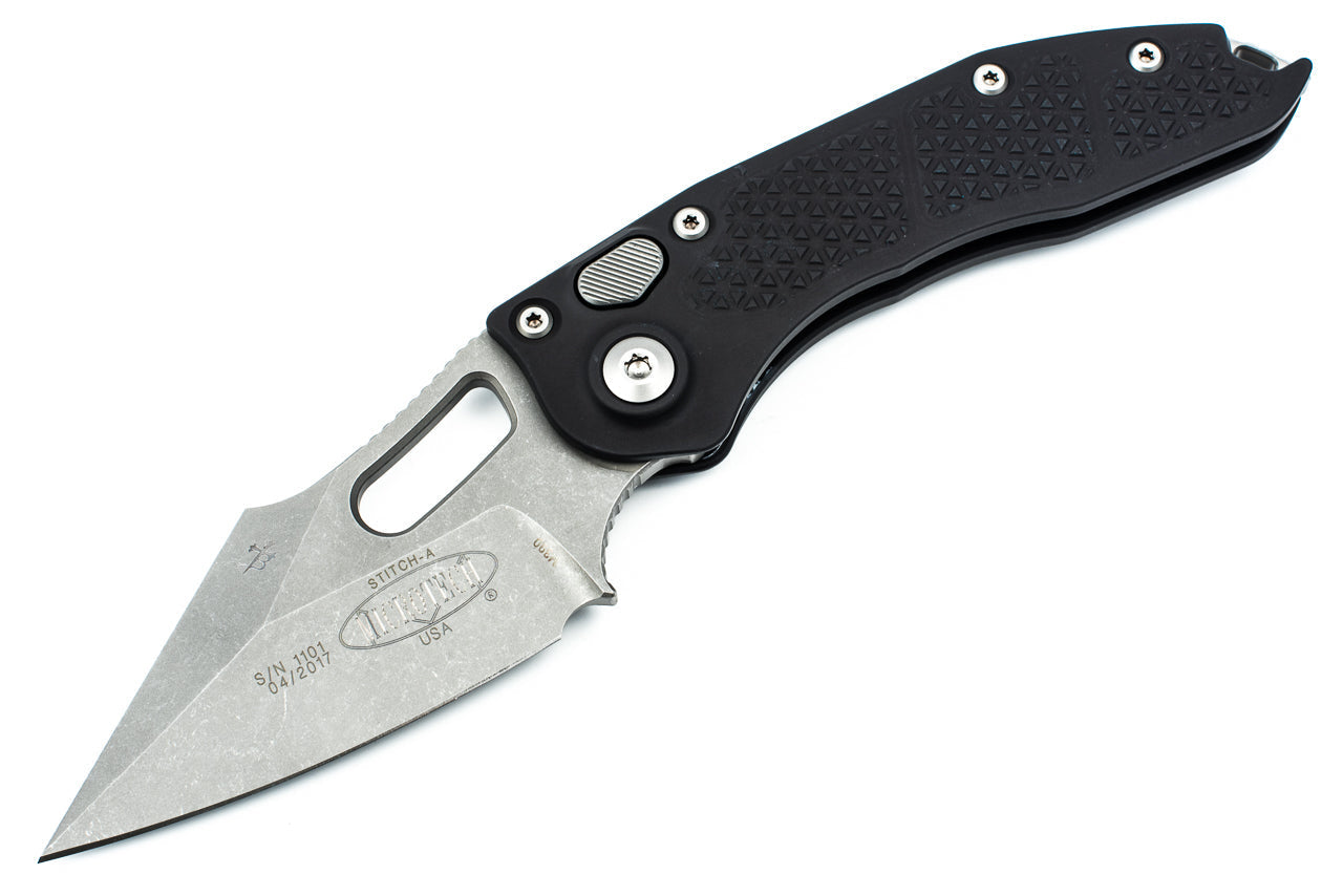 Microtech Stitch - Automatic - Standard Hardware - Apocalyptic Blade - Black Chassis - 169-10AP Automatic Knives - Tophatter Daily Deals