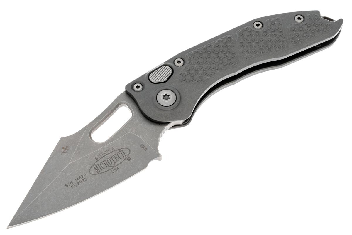 Microtech Stitch Automatic - Apocalyptic Handle & Blade - 169-10APNC Automatic Knives - Tophatter Daily Deals
