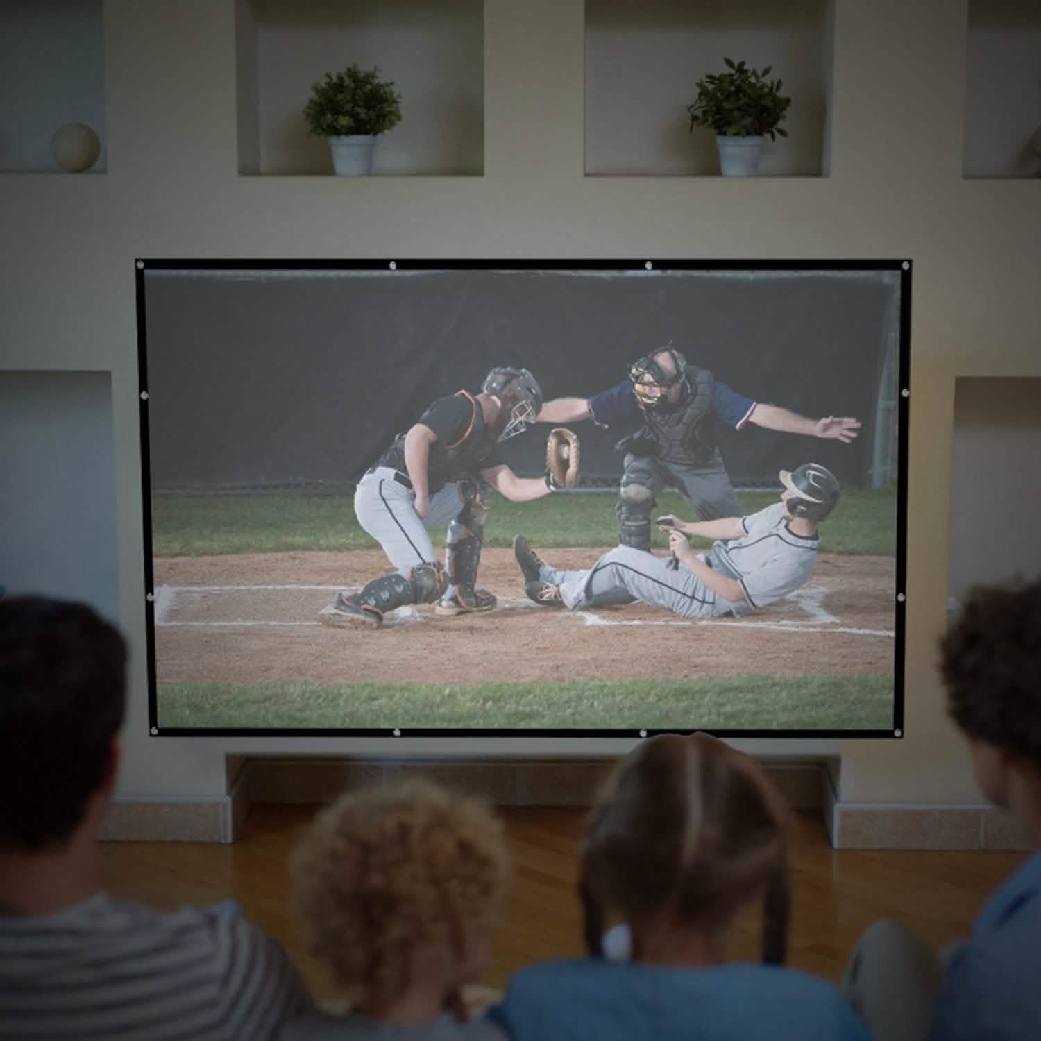 16:9 Foldable Projector Screen Anti-Crease Wall Mounted TV & Video - Tophatter Daily Deals