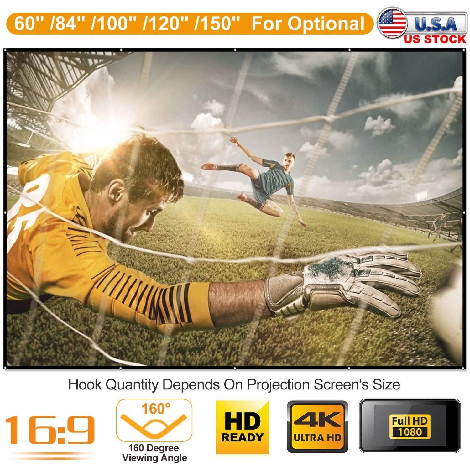 16:9 Foldable Projector Screen Anti-Crease Wall Mounted TV & Video - Tophatter Daily Deals