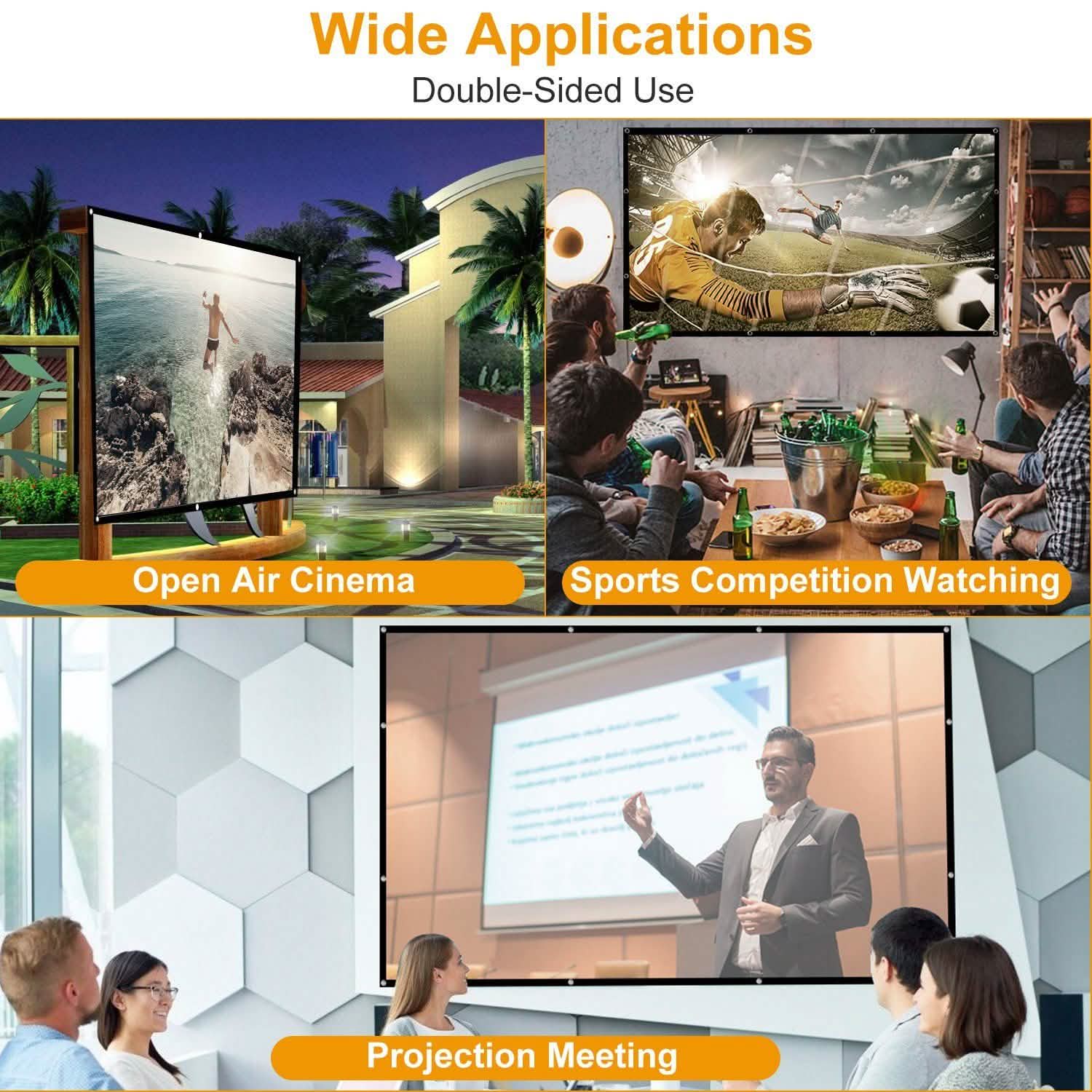 16:9 Foldable Projector Screen Anti-Crease Wall Mounted TV & Video - Tophatter Daily Deals