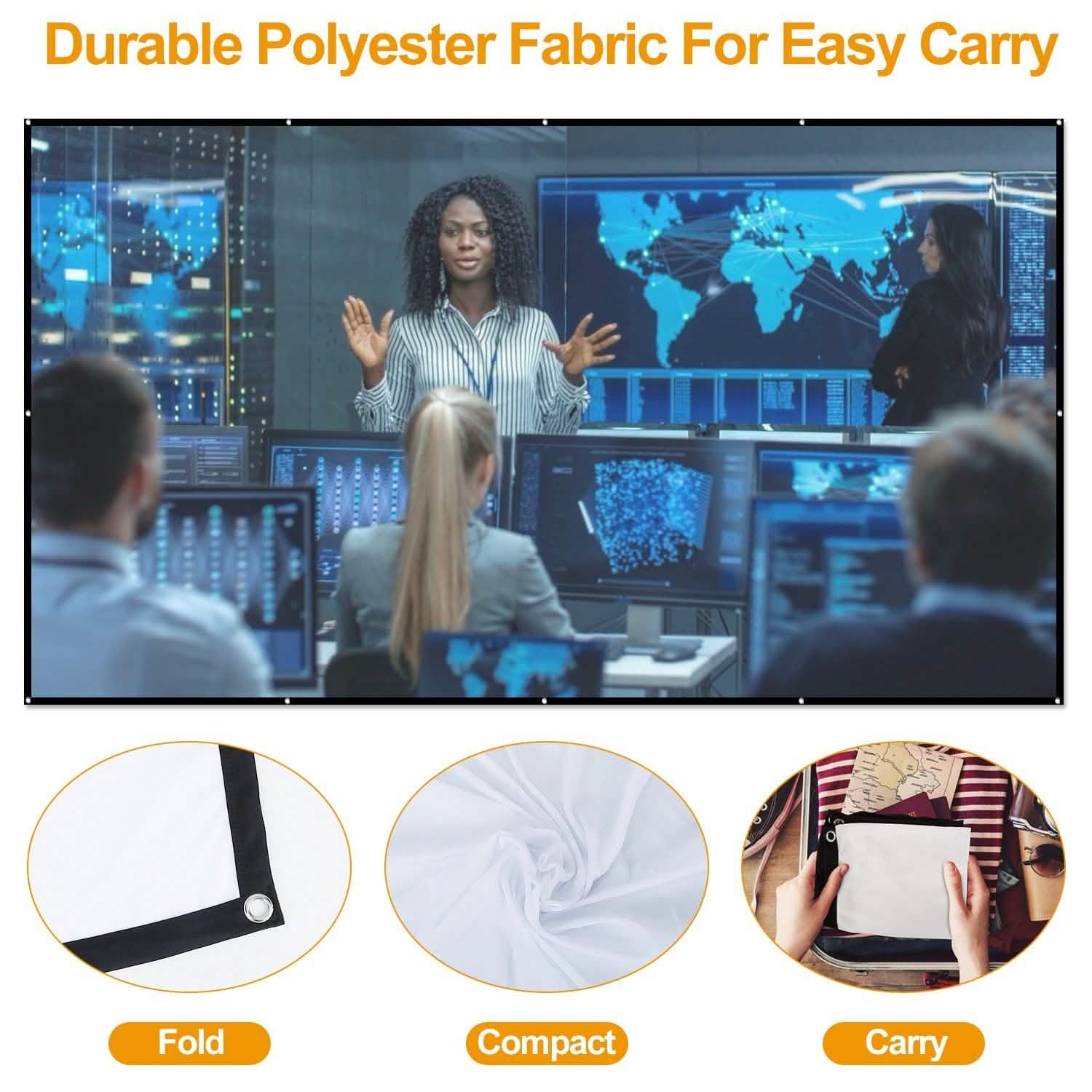 16:9 Foldable Projector Screen Anti-Crease Wall Mounted TV & Video - Tophatter Daily Deals