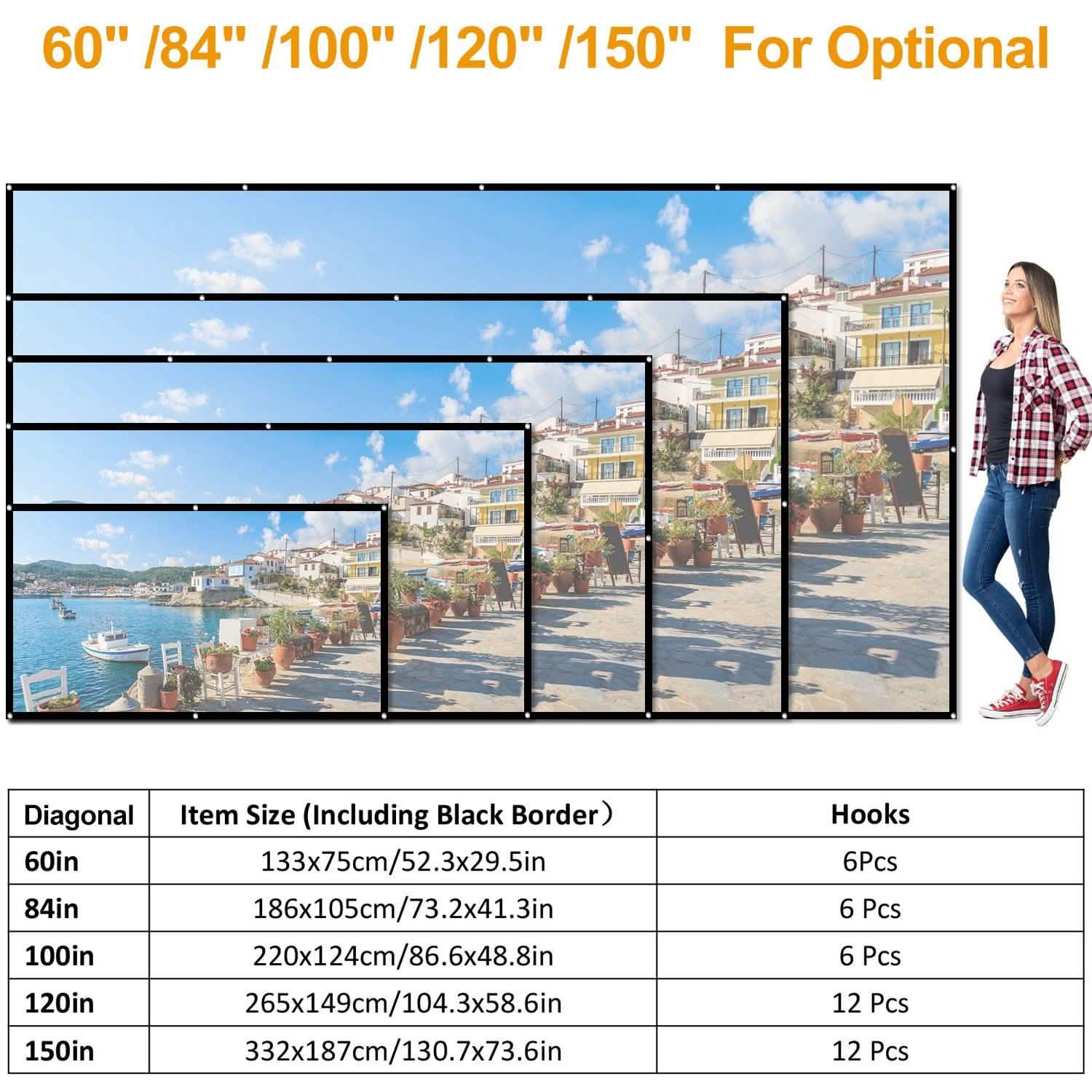 16:9 Foldable Projector Screen Anti-Crease Wall Mounted TV & Video - Tophatter Daily Deals