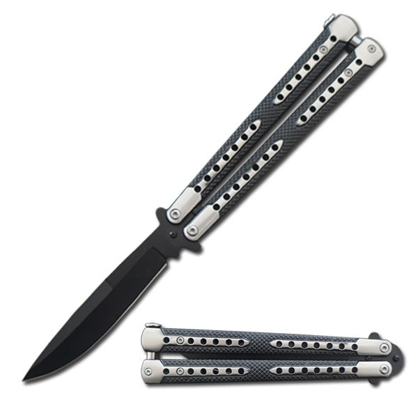 Swift Black Balisong Two-Tone Titanium Coated Butterfly Knife - TOPHATTER'S ARMORY DEALS Collectible Weapons - Tophatter Daily Deals