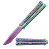 Tactical Rainbow Balisong Two-Tone Titanium Coated Butterfly Knife - TOPHATTER'S ARMORY DEALS Collectible Weapons - Tophatter Daily Deals