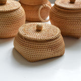 Autumn Rattan Woven Round Coffee Table Sundries Remote Control 0 - Tophatter Daily Deals