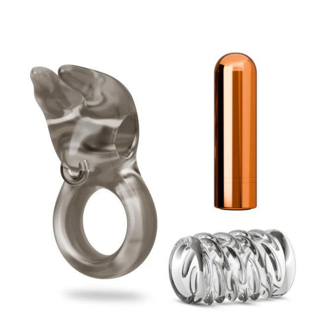 Stay Hard Vibrating Cock Ring Set With Textured Sleeve – Vibrating Cock Ring Set > Cock Ring > Vibrating - Tophatter Daily Deals