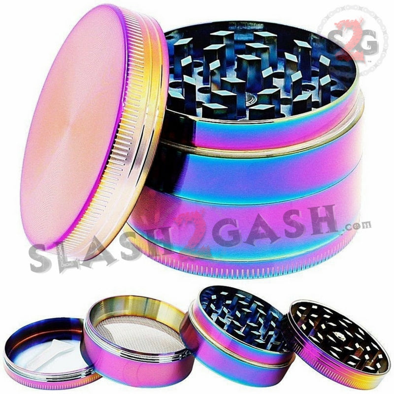 Rainbow Stainless Steel Magnetic Spice Herb Grinder 4 piece - 3 Sizes 2.5inch 63mm Smoking Accessories - Tophatter Daily Deals