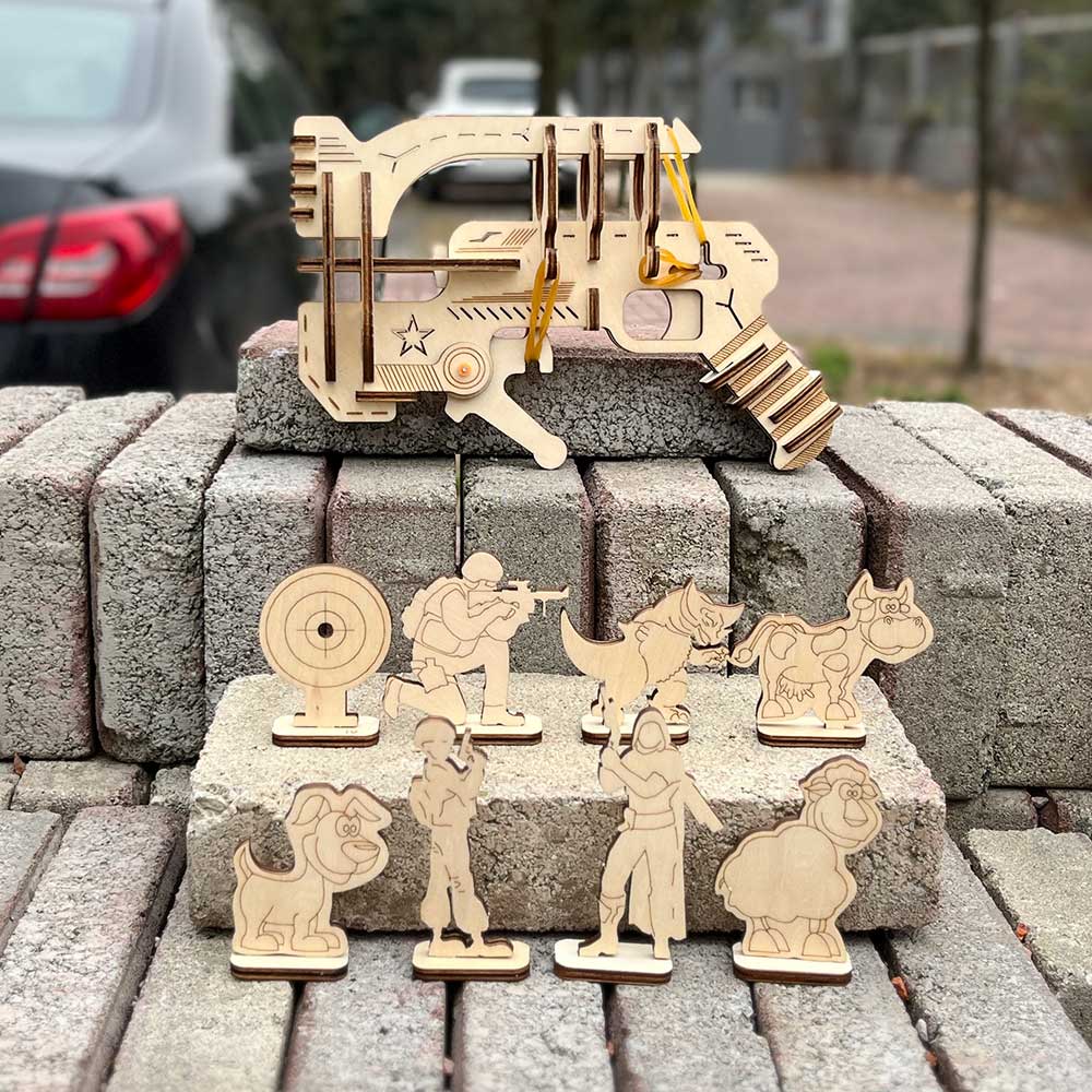 Ranger Ping Pong Ball Shooter Wooden Rubber Band Gun Model Kit - Tophatter Daily Deals